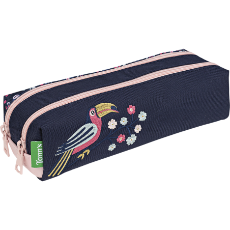 Trousse double Assya bleue Tann’s - 21,5 cm