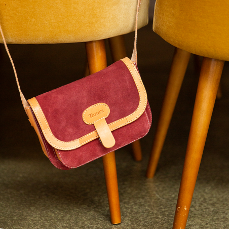 Sac bandoulière Aimé rouge Tann’s - 22,5 cm