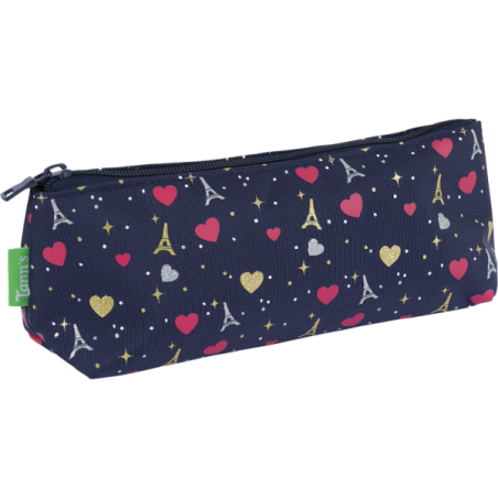 Cartable Fille Tann's Emilie 35 Cm – Design Paris, Motifs Tour Eiffel & Cœurs | Polyester Recyclé, Réfléchissant, Léger 730g